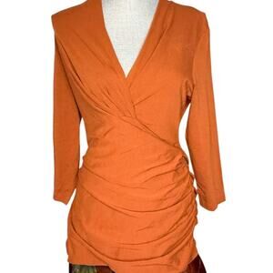 Peruvian Connection Top Rust Cyprus Faux Wrap M